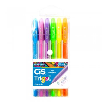 CANETA GEL TRIGEL 1.0 CORES PASTEL ESTOJO 6 CORES