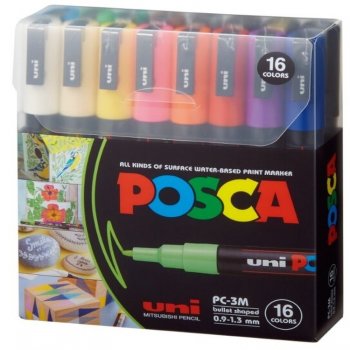 CANETA UNI POSCA  PC-3M ESTOJO C/ 16 CORES