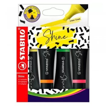 MARCA TEXTO STABILO SHINE ESTOJO 4 CORES