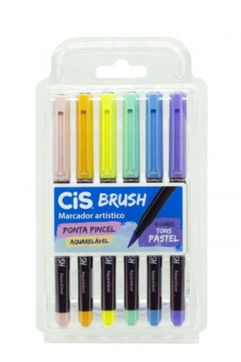 ESTOJO CIS BRUSH AQUARELAVEL  6 CORES PASTEL