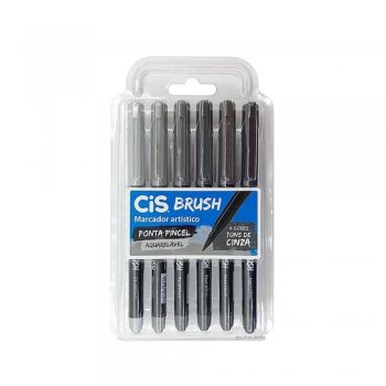 ESTOJO CIS BRUSH AQUARELAVEL 6 TONS DE CINZA