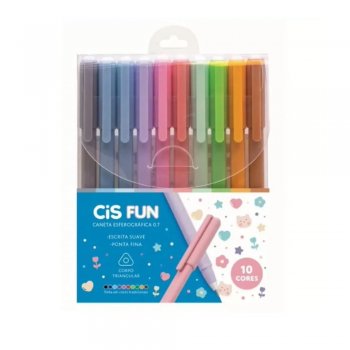 CANETA ESFEROGRAFICA CIS FUN 0,7 ESTOJO 10 CORES