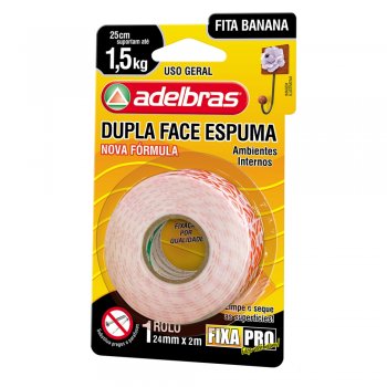 FITA DUPLA FACE ESPUMA 24 MM X 2 M ADELBRAS