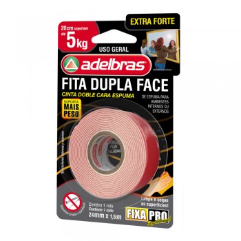FITA DUPLA FACE EXTRA FORTE 24 X1,5 M ADELBRAS