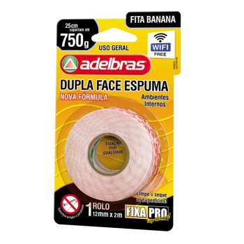 FITA DUPLA FACE ESPUMA 12 MM X 2 M ADELBRAS